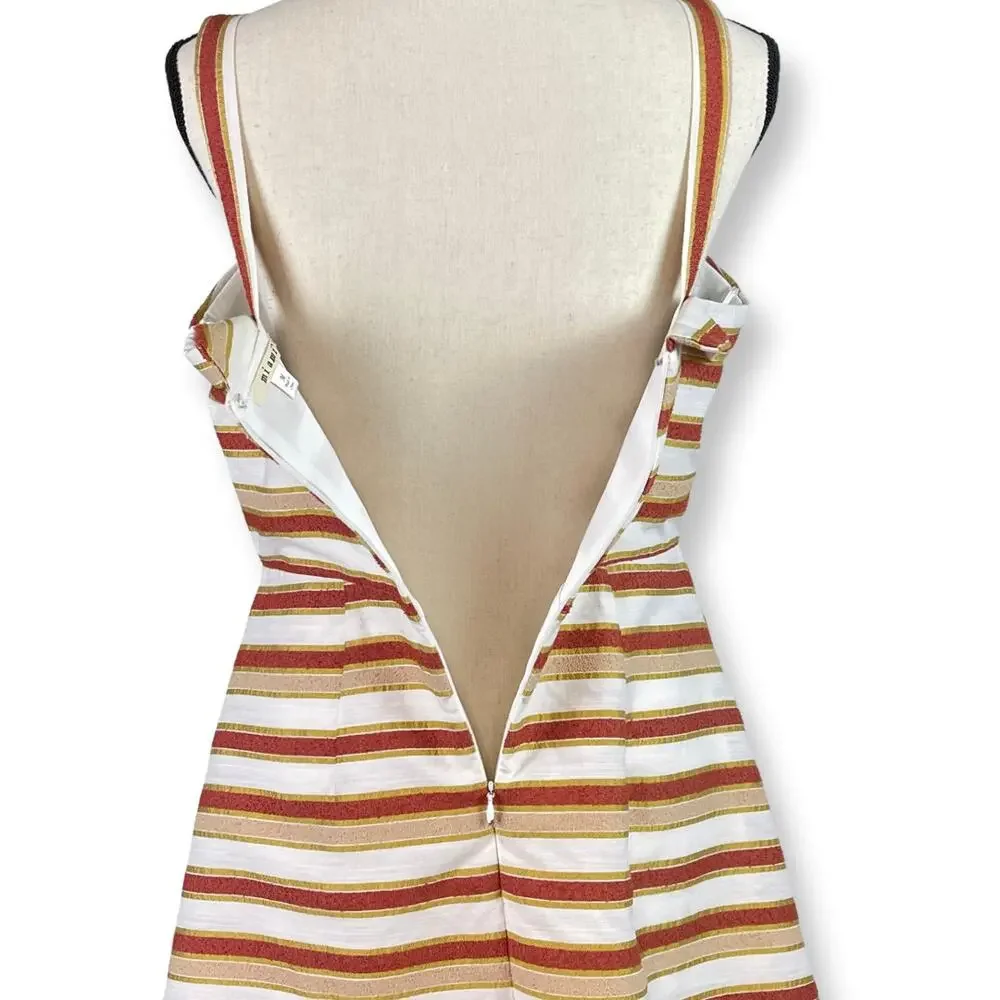Mi Ami Retro Striped Sleeveless Fit and Flare Knee Length Dress Lined Medium